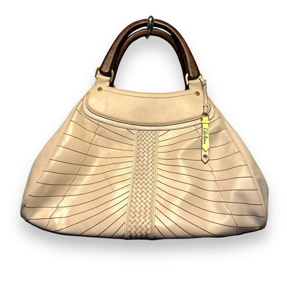 Cole Haan Woven White Leather Tote Bag Purse - Picture 1 of 7